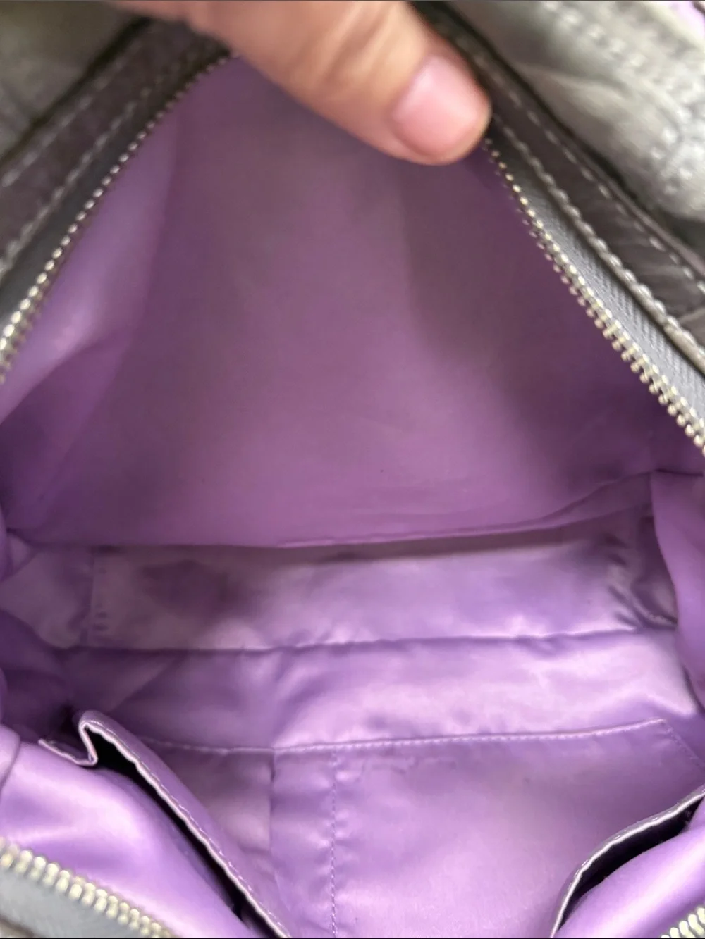 Coach Metallic Silver Opt Art Gray Signature Hobo Bag